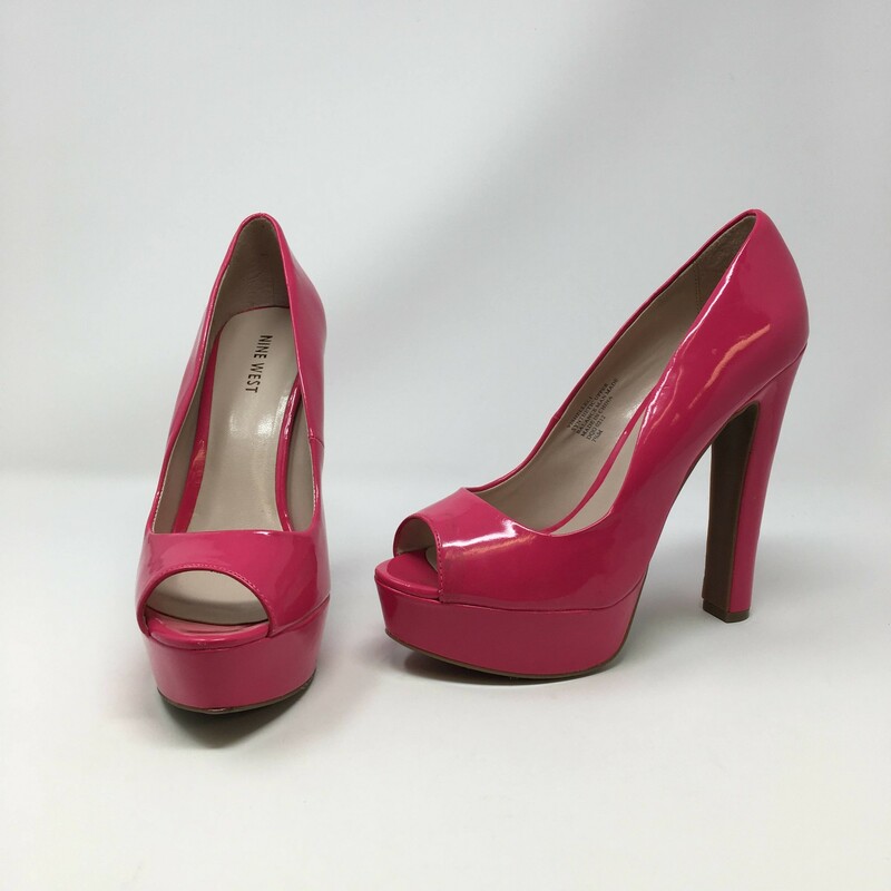 120-058 Nine West, Hot Pink, Size: 7.5
hot pink open toed heels patent leather