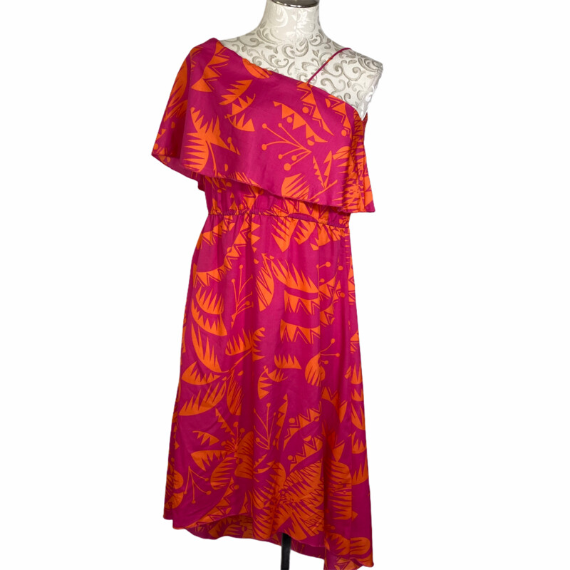 120-201 Angie, Pink/ora, Size: Medium Pink floor lenght dress w/orange accents no tags