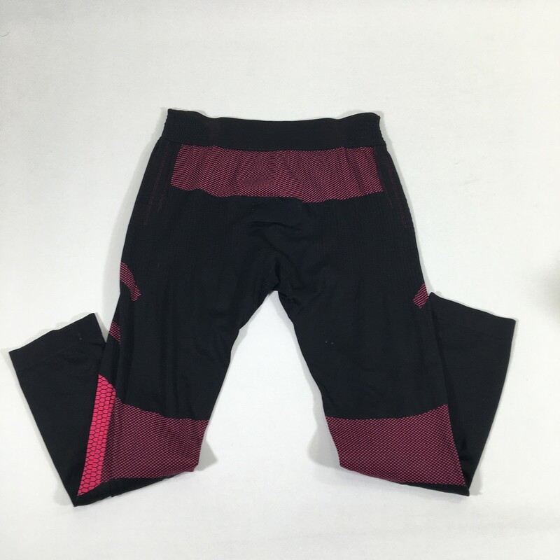120-254 Crivit Sports, Black/pi, Size: Medium black and pink capri leggings elastane/polyamide/polyesther