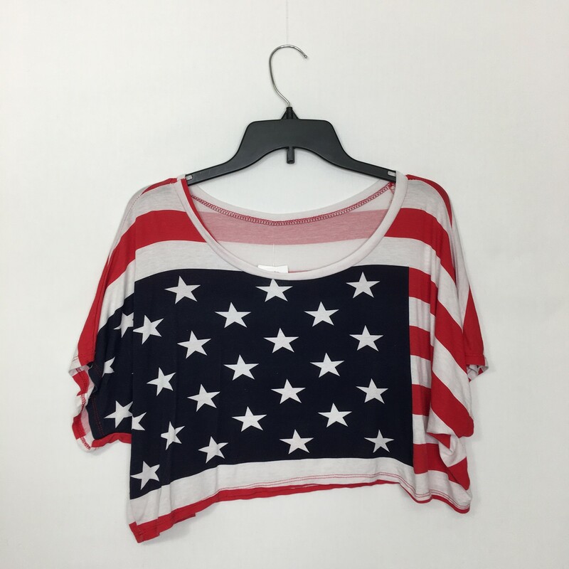 120-264 No Tag, Red/whit, Size: Small American flag t-shirt