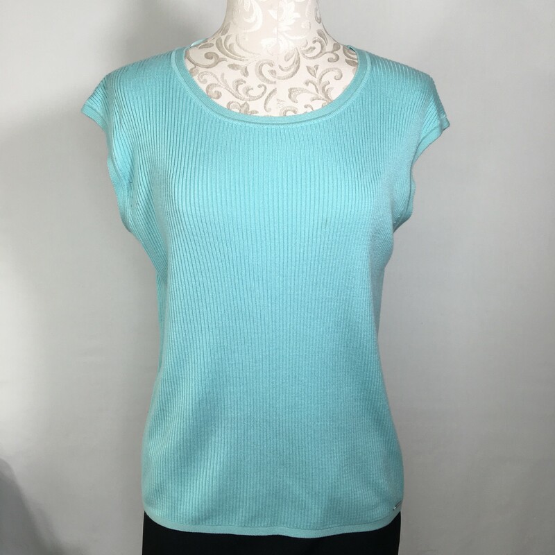 120-387 Calvin Klein, Blue, Size: Large light blue sweater tanj top 100% acrylic  good