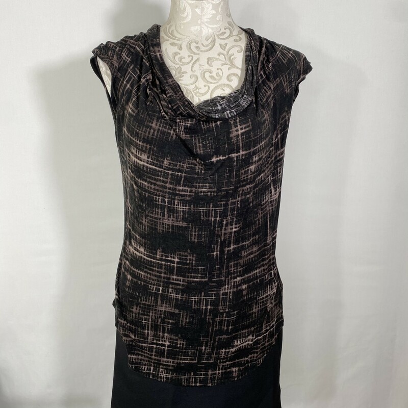 120-408 Mossimo, Black An, Size: Medium cowl neck tank top with brown pattern 100% rayon  good