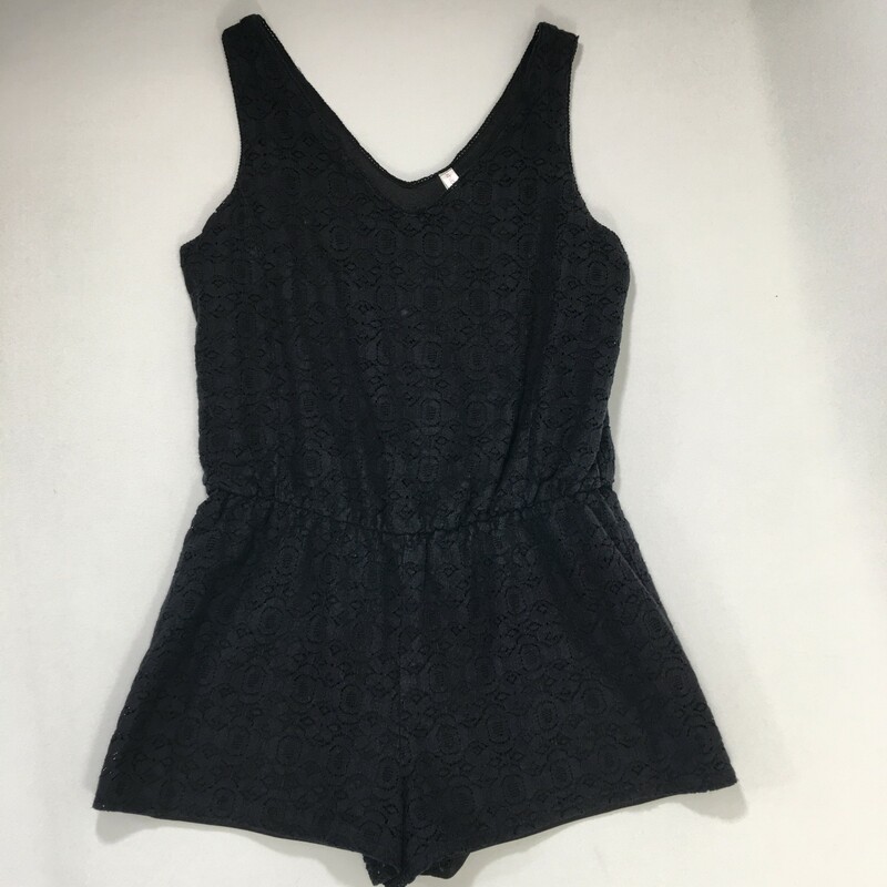 120-447 Xhilaration, Black, Size: Large black lace tank top romper 70% cotton 30% nylon  good