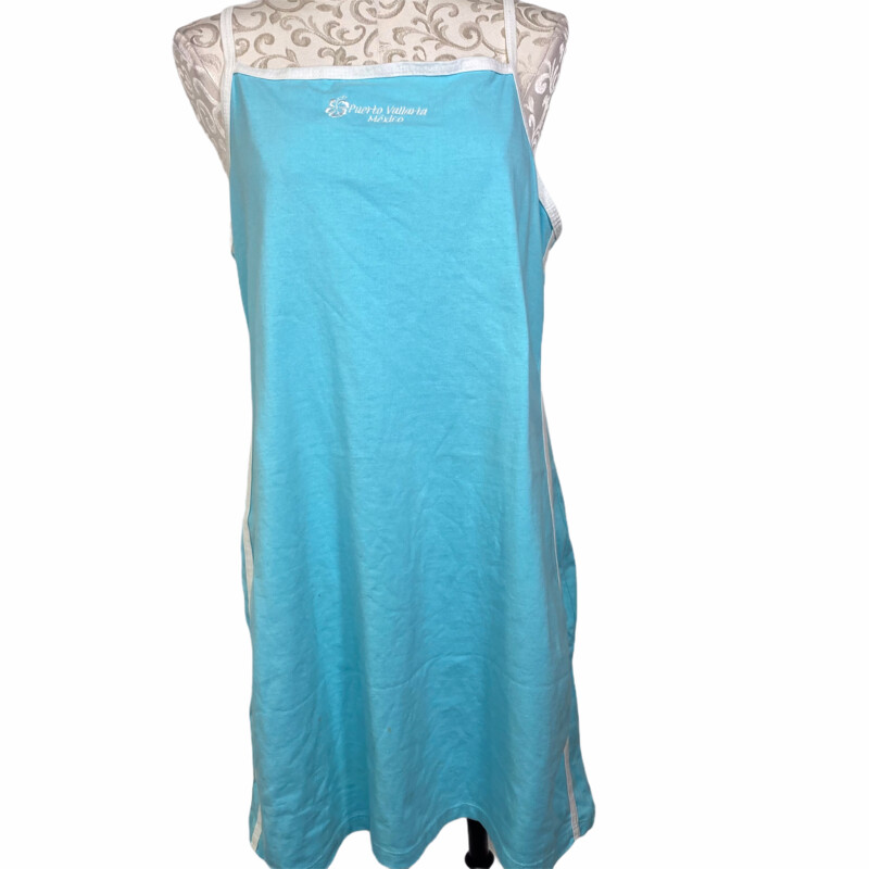 120-449 Galerie Sail Line, Blue, Size: Small Puerto Vallarta Mexico thin strapped light blue dress 50% cotton 50% polyester  good