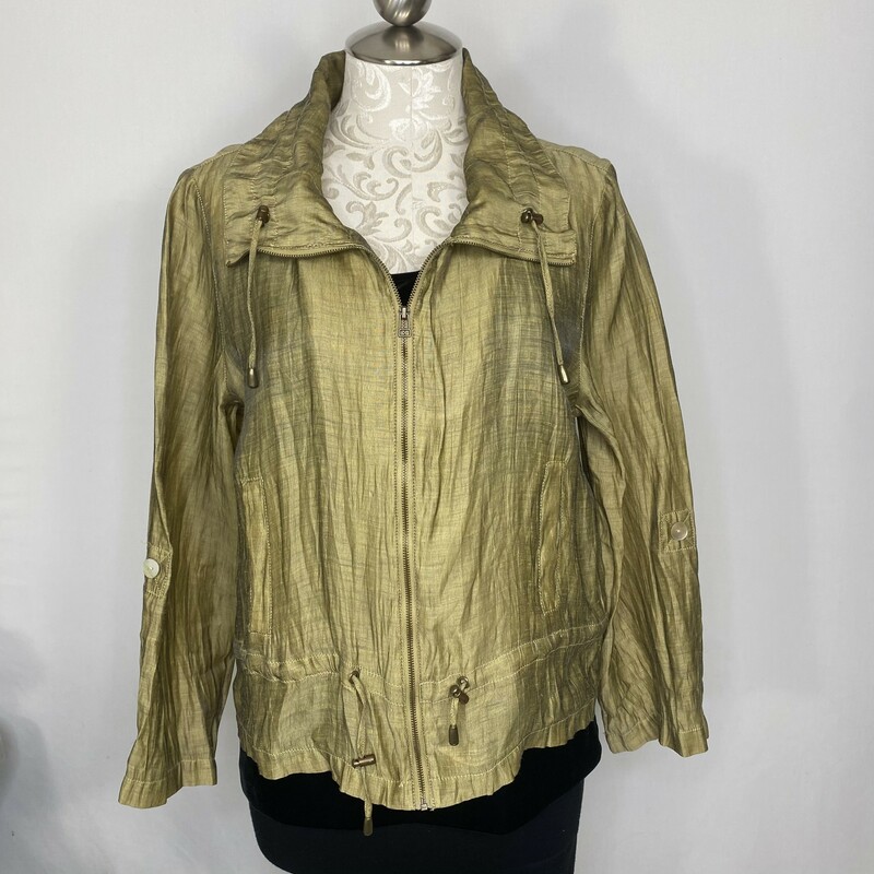 120-469 Ruby Rd., Green, Size: 12 light green zip up thin jacket  90% linen 10% polyester  good