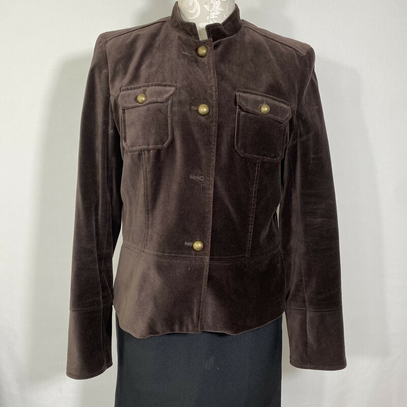 120-478 Kenar, Brown, Size: 10 brown velvet jacket with gold/green thick buttons 100% cotton  good
