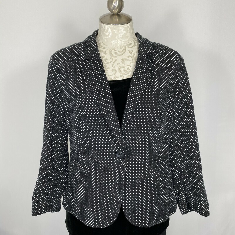 120-540 The Limited, Black, Size: L
black and white polka dot blazer 95% cotton 5% spandex  good