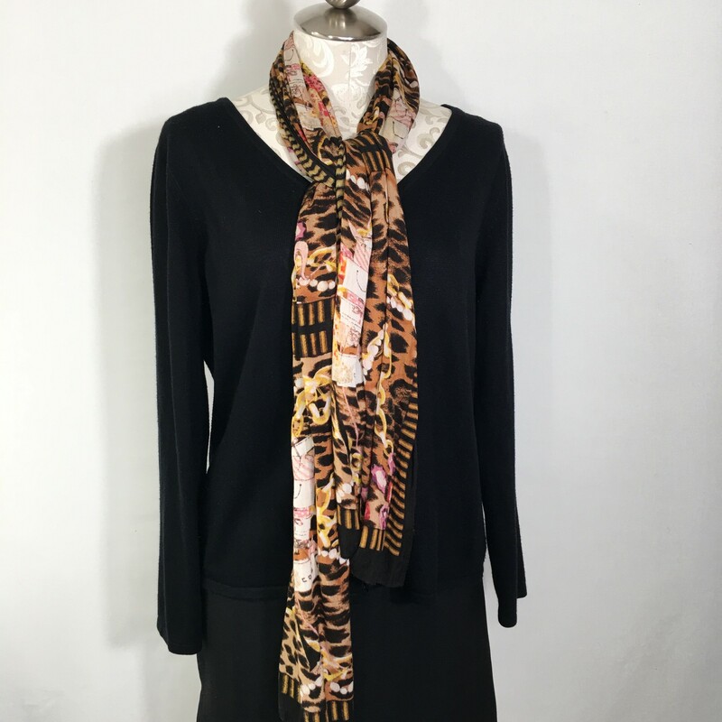 120-557 No Tag, Multicol, Size: Scarves cheetah print scarf with designs on it no tag  good