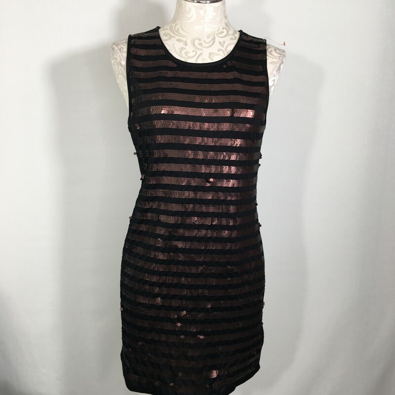121-024 Forever 21, Black, Size: Large Sleveless dress with Bronze Sequin Stripes  Polyester
