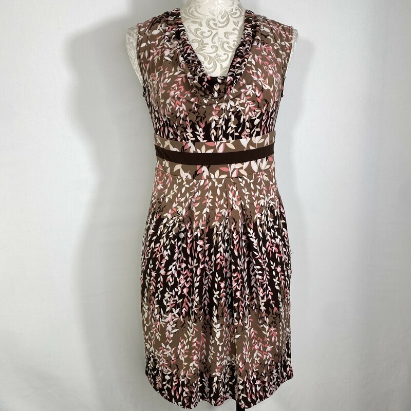 125-031 Bcbg Maxazria, Brown An, Size: Small brown pink and white floral dress 94% polyester 6% spandex  good