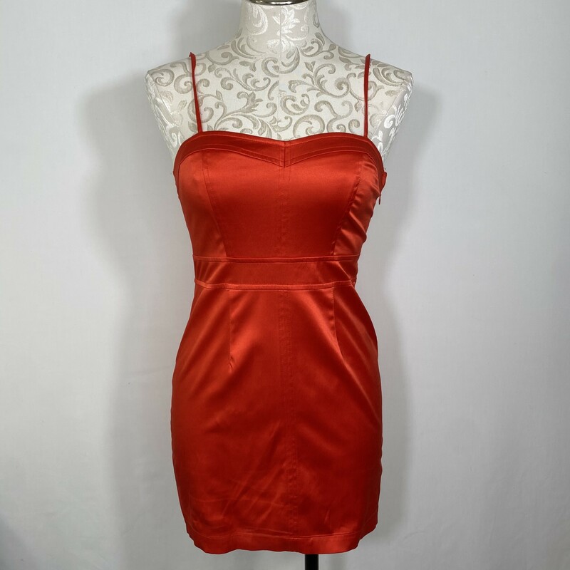 125-036 Forever 21, Red, Size: Small shiny red dress with thin straps 55% polyester 43% cotton 2% spandex  good