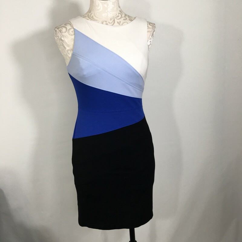 125-048 White House Black, Multicol, Size: 0 petite white blue and black striped tight dress 70% rayon 25% nylon 5% spandex  good