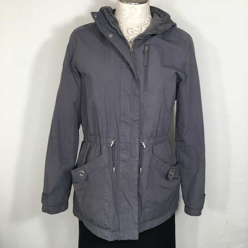 125-094 No Tag, Grey, Size: Small grey windbreaker jacket with fur inside no tag  good
