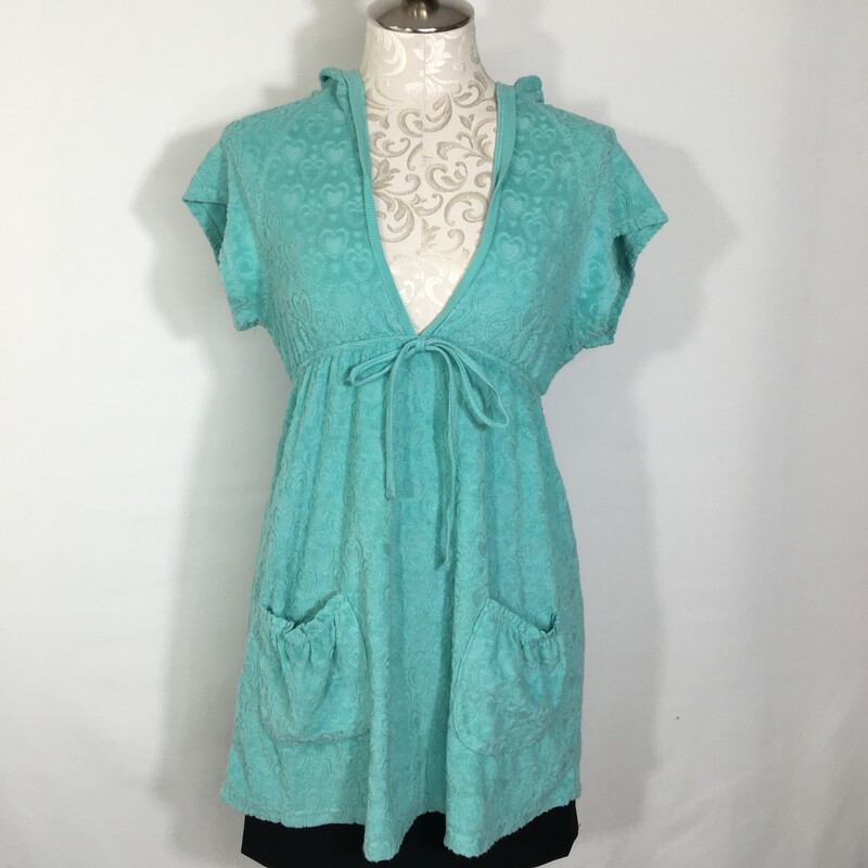 125-095 Miker, Blue, Size: Coverups size small blue heart textured cover up 74% cotton 26% polyester   good