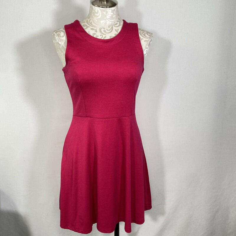 125-105 Old Navy, Pink, Size: Small bright pink plain tank top dress 73% polyester 24% rayon 3% spandex  good