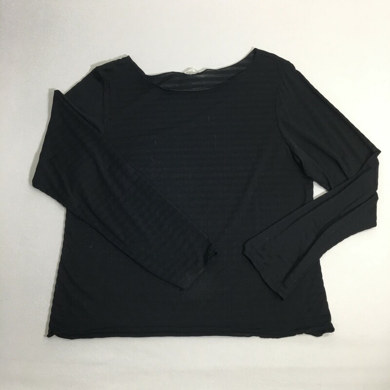 126-017 Striped Sheer Top, Black, Size: Large long sleeve black striped sheer shirt no tag  good