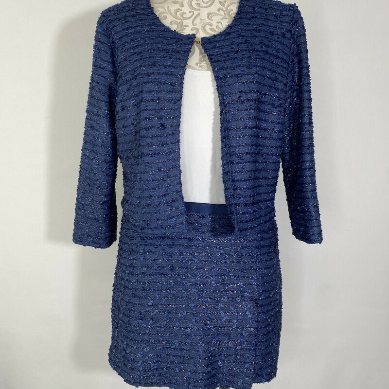 131-007 Lo Posh, Blue, Size: Large sparkly navy blue skirt and small jacket set 100% polyester