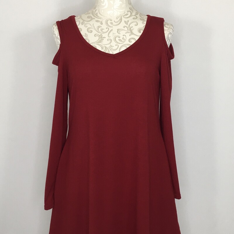 Cold Shoulder Long Sleeve, Maroon, Size: Small