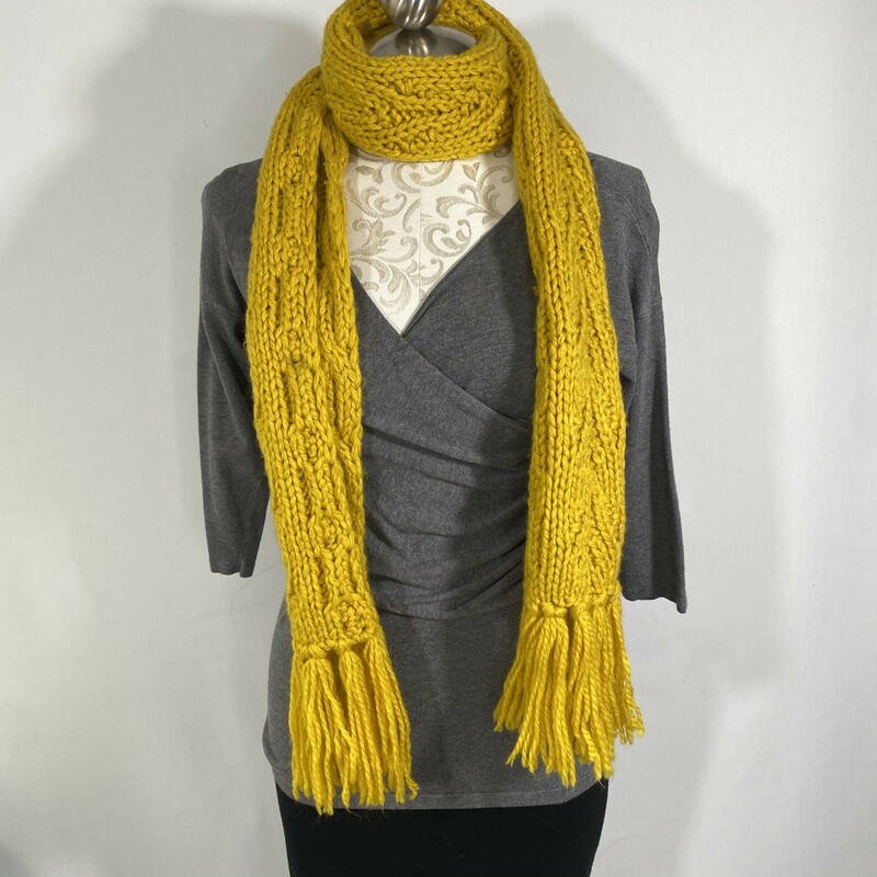 Knit Scarf With Tassles, Yellow, Size: Scarf