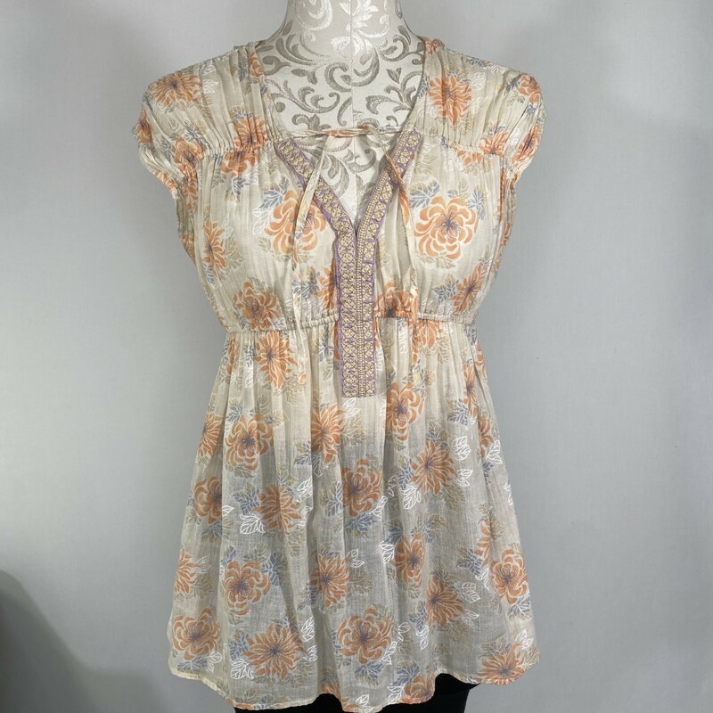 Free People Sheer Pattern, Tan, Size: XS 100% cotton