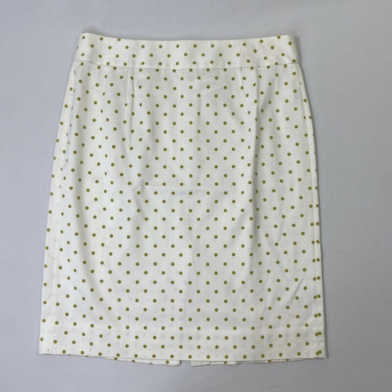 J.Crew Green Polka Dots, White, Size: 8 slit in the back 100% cotton