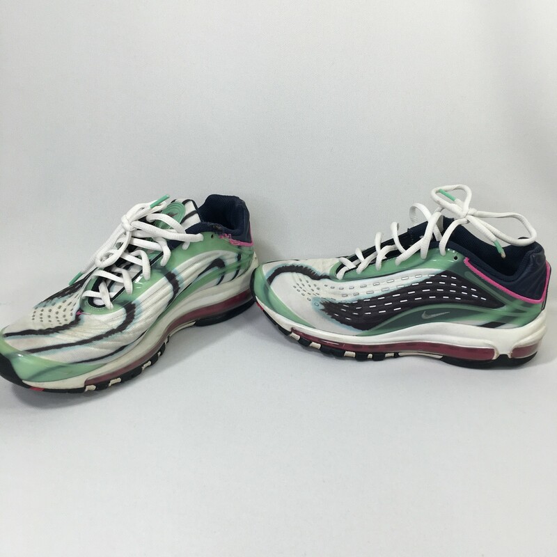 Nike Air Max 97, Multicol, Size: 6Y green, pink, white, and blue with silver details
