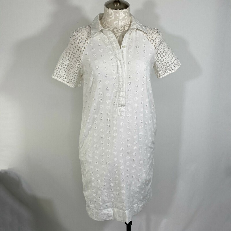 J. Crew Collared Lace Dre, White, Size: 0