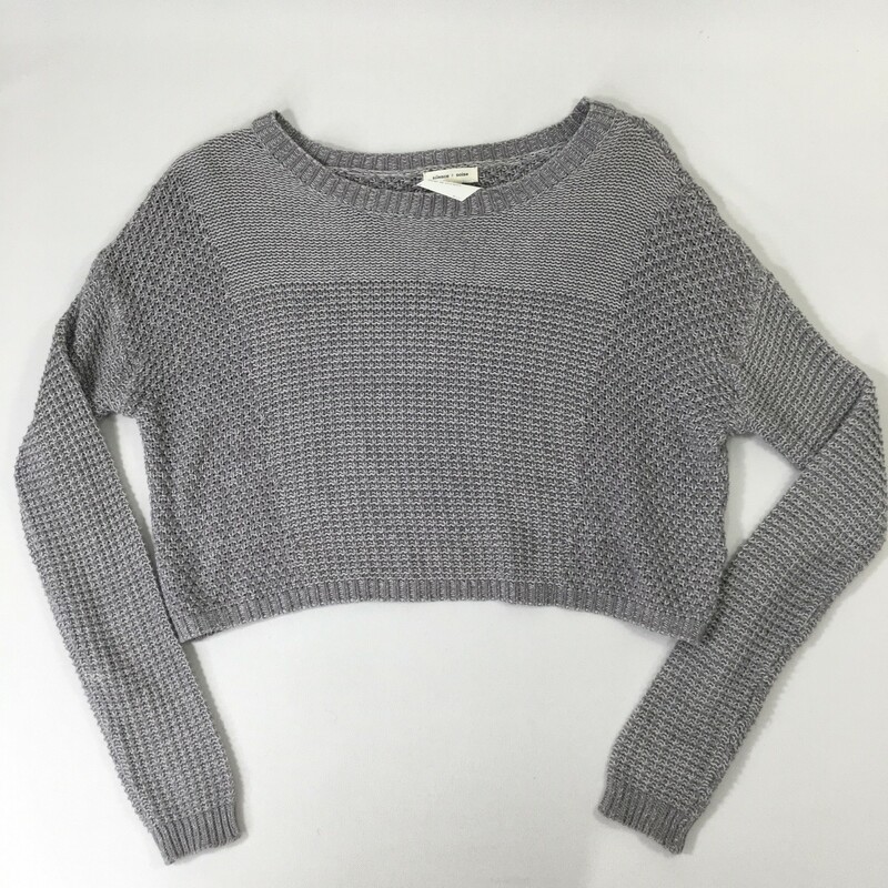 100-0263 Silence & Noise, Grey, Size: XS knit cropped sweater 60% cotton 40% acrylic  Good  Condition