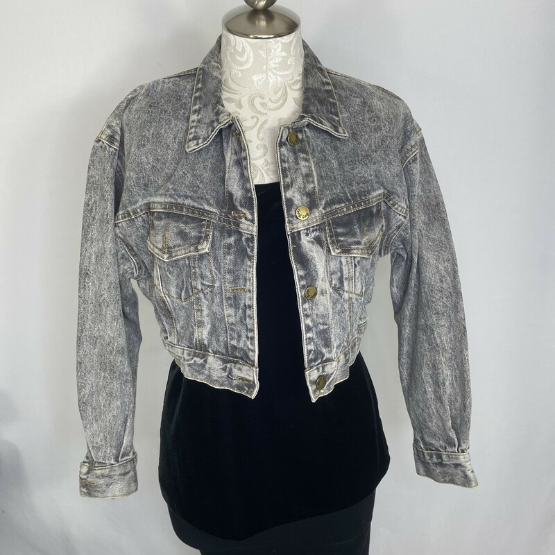 100-0032 Paris Blues, Light De, Size: Small washed grey cropped denim jacket denim  Good  Condition