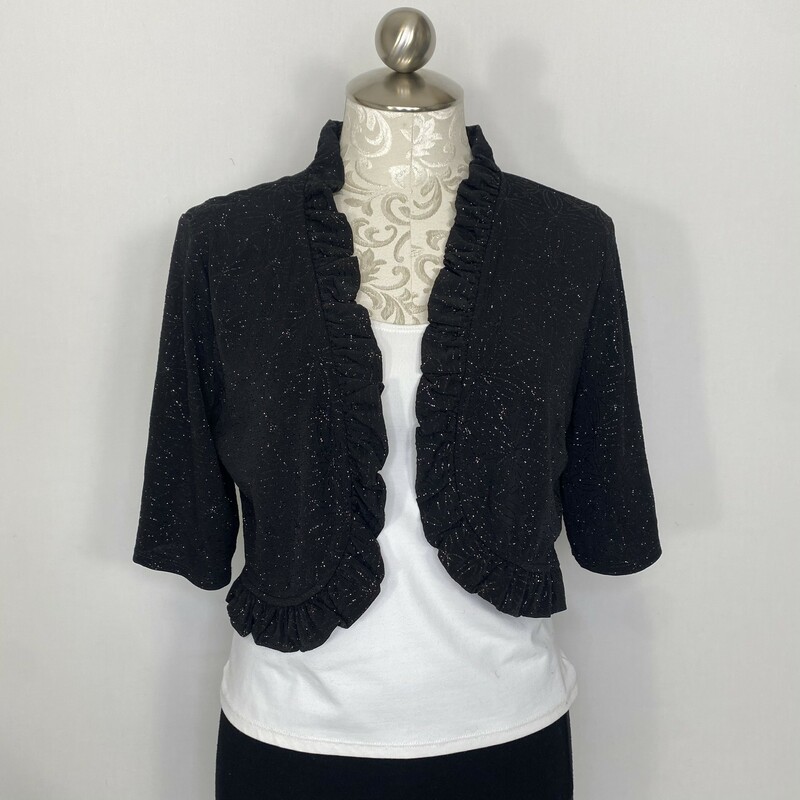 100-0119 Glamour, Black, Size: Small short sleeve glittery vest 95% polyester 5% spandex  Good  Condition