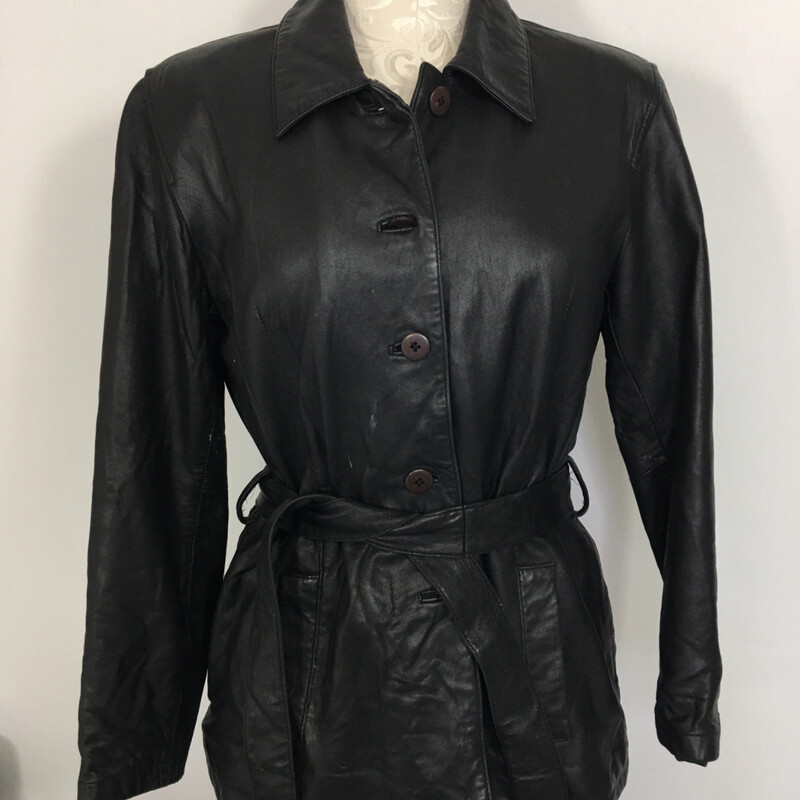 100-0084 Petite Sophistic, Black, Size: Small
button up leather jacket Leather  Good  Condition