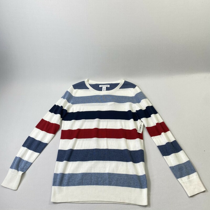 Amazon Striped Sweater, White, Size: Small new with tag 55% cotton 25% modal 20% polyester red white and blue striped