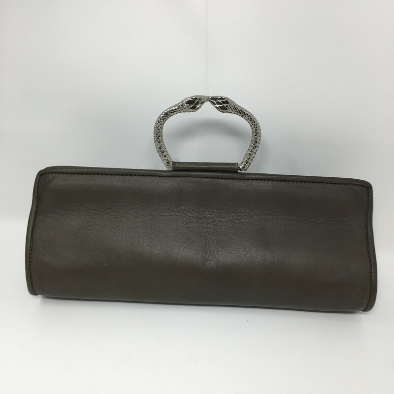 Tramontano Circular Clutc, Grey, Size: Clutches silver snake handle leather made in italy
