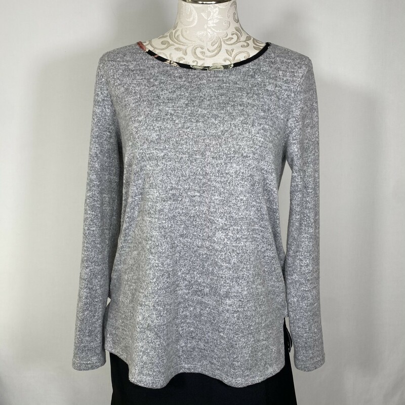 Gilli Zipper Back Sweater, Grey, Size: Small floral underlayer 86% polyester 12% rayon 2% spandex