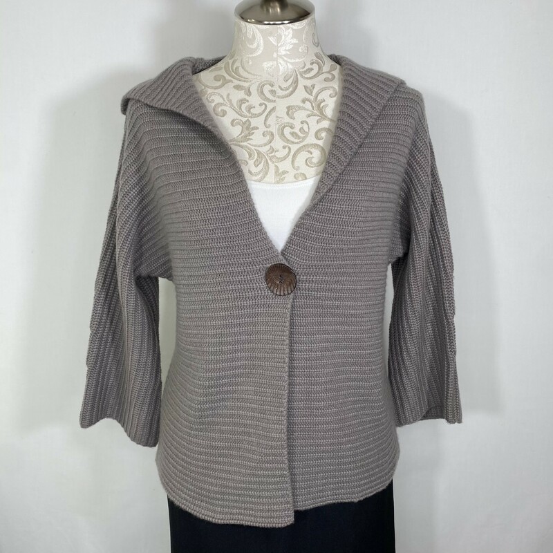 One Button Knit Cardigan, Grey, Size: Small no tags collared top