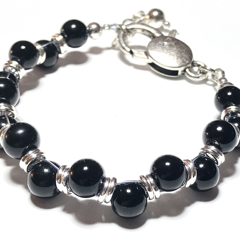 Marby-s Br0016-bl 6, Black, Size: Bracelet
8mm Czech Crystal Beads-Silver Plated Accessories