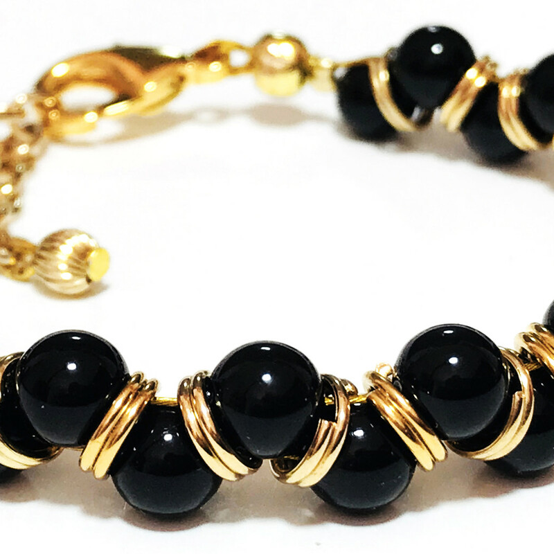 Marby-g Br0017-bl 7, Black, Size: Bracelet
8mm Czech Crystal Beads-Gold Plated & Gold Filled Accessories