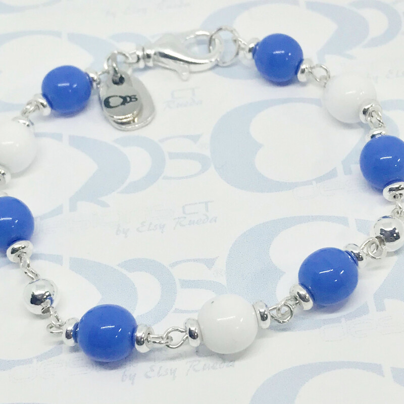 Soccer-fan Br0026-lb-w-lb, Lt. Blue, Size: Bracelet
8mm Czech Crystal Beads-Sterling Silver Accessories