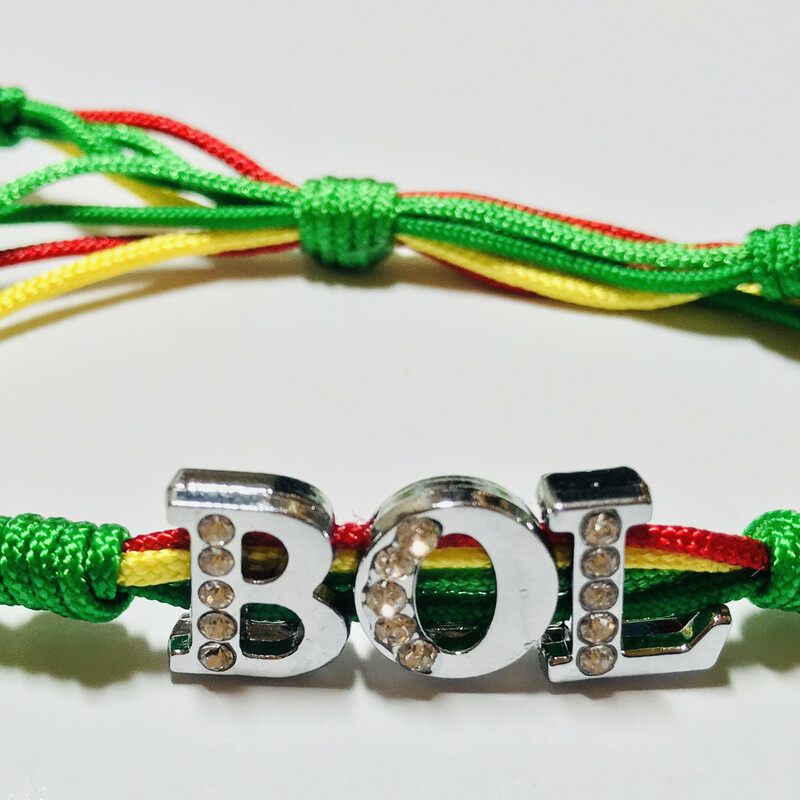 Country Name Br0045-bol A, Bolivia, Size: Bracelet
Silk Nylon Cord - Silver Plated Letters Charms