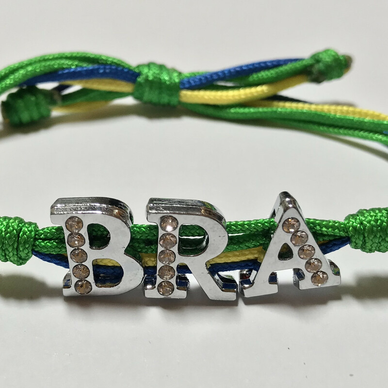 Country Name Br0045-bra A, Brasil, Size: Bracelet
Silk Nylon Cord - Silver Plated Letters Charms