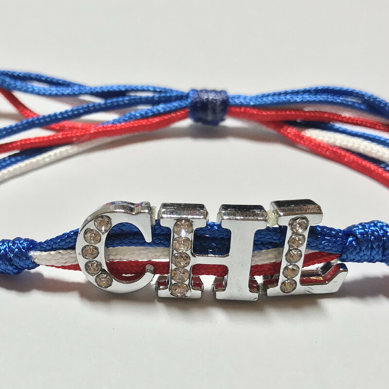 Country Name Br0045-chl A, Chile, Size: Bracelet
Silk Nylon Cord - Silver Plated Letters Charms