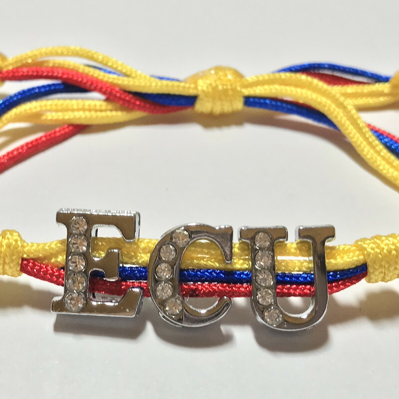 Country Name Br0045-ecu A, Ecuador, Size: Bracelet
Silk Nylon Cord - Silver Plated Letters Charms