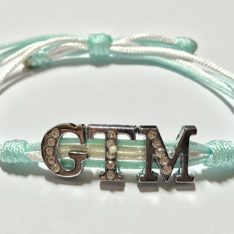 Country Name Br0045-gtm A, Guatemal, Size: Bracelet
Silk Nylon Cord - Silver Plated Letters Charms
