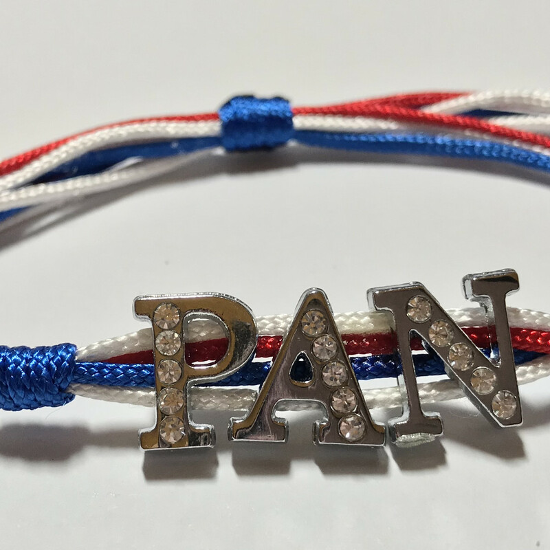 Country Name Br0045-pan A, Panama, Size: Bracelet
Silk Nylon Cord - Silver Plated Letters Charms