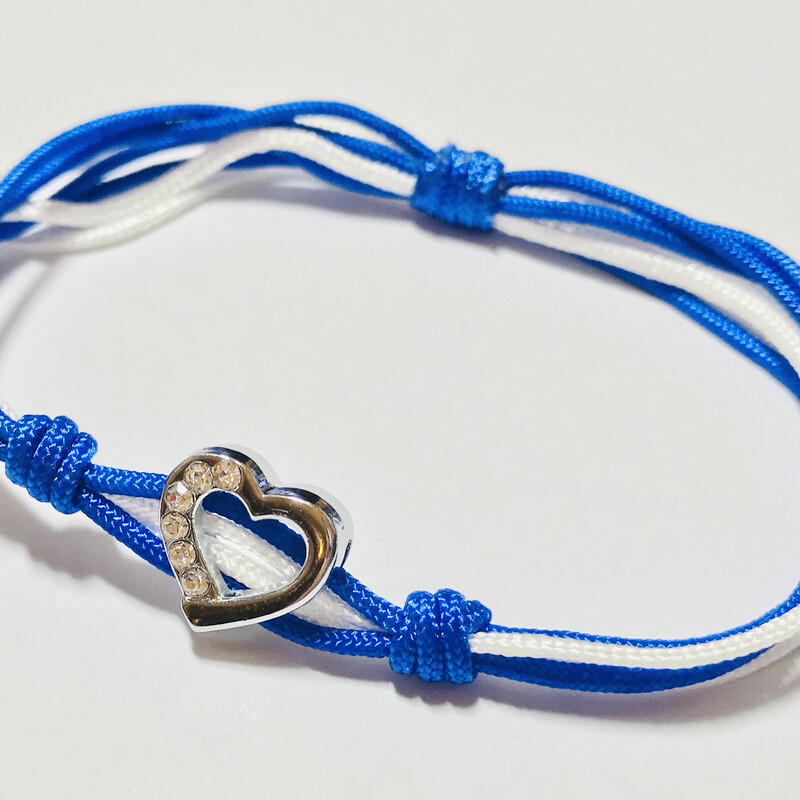 Nylon-n-heart Br0046-bw A, Blue-whi, Size: Bracelet
Silk Nylon Cord - Silver Plated Letters Charms