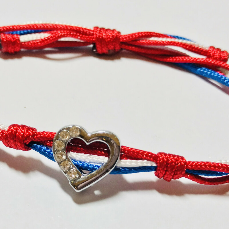 Nylon-n-heart Br0046-bwr , Blue-whi, Size: Bracelet
Silk Nylon Cord - Silver Plated Letters Charms