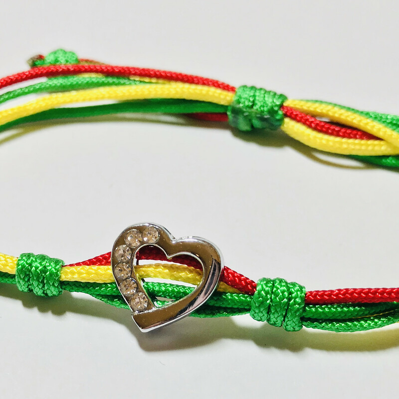 Nylon-n-heart Br0046-gyr , Green-ye, Size: Bracelet
Silk Nylon Cord - Silver Plated Letters Charms