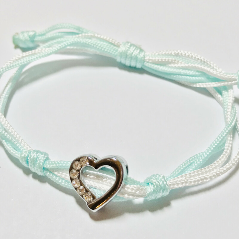 Nylon-n-heart Br0046-lbw , Lt. Blue, Size: Bracelet
Silk Nylon Cord - Silver Plated Letters Charms