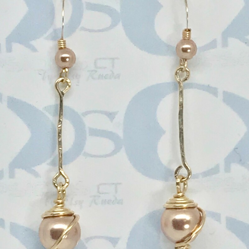 Egf-003 Ea0003-rg, Rose Gol, Size: Earrings
8 & 4mm Swarovski Pearls-Gold Filled Wire-Gold Filled Accessories-Fishhook Earwire Style