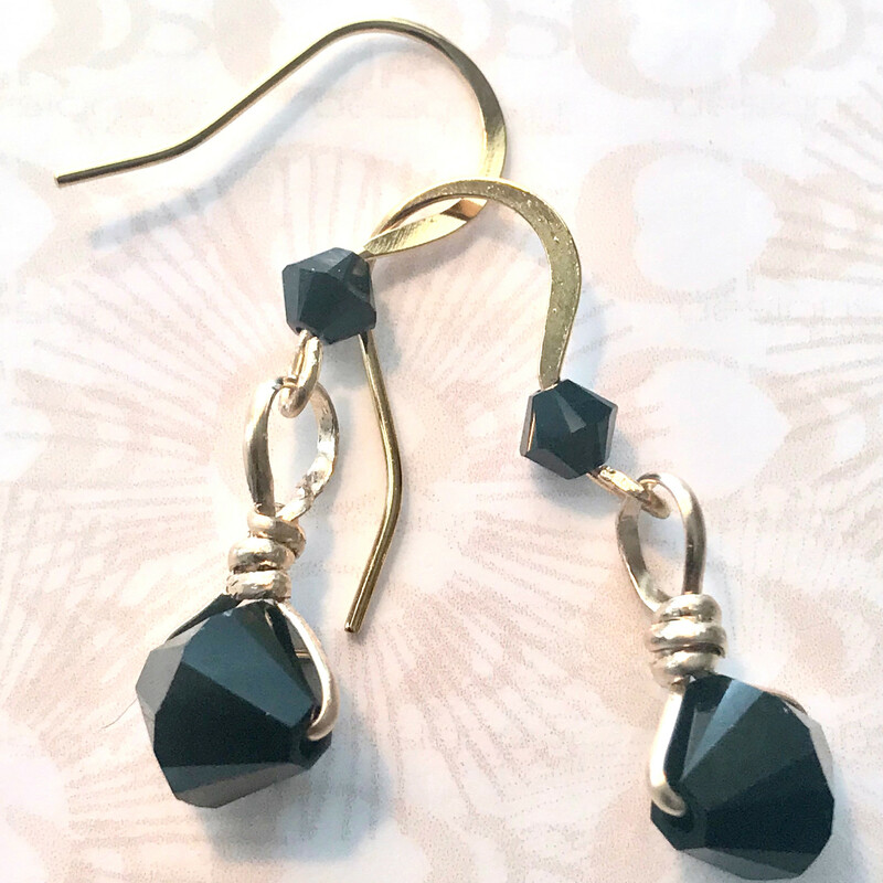 Egf-004 Ea0004-bl, Black, Size: Earrings
8 & 4mm Swarovski Crystals-Gold Filled Wire-Gold Filled Accessories-Fishhook Earwire Style